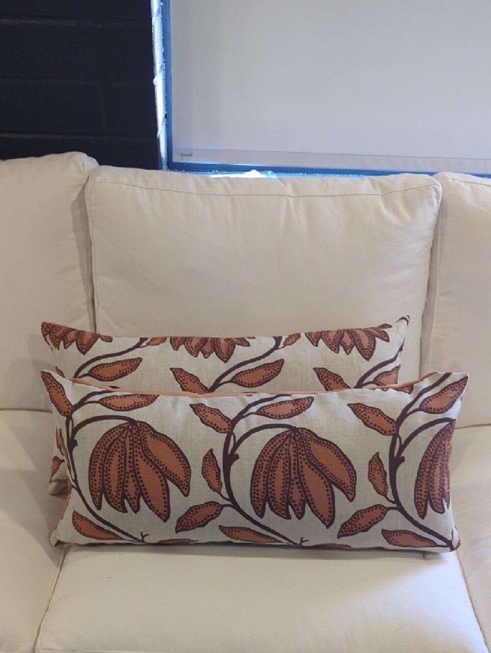 Decorative Brown Floral Lumbar Pillow - Unbranded
